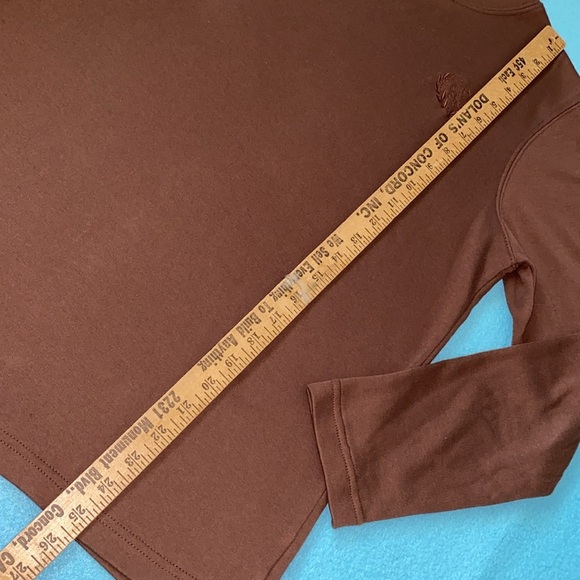 BLAIR mock turtleneck long sleeve chocolate brown embroidered crest fall size M - Picture 9 of 10